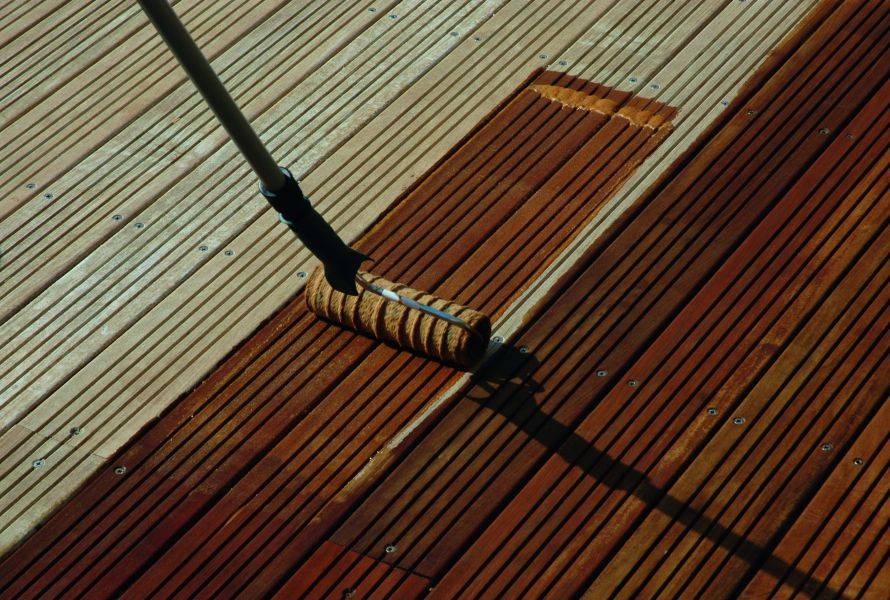 Aquadecks being applied to decking