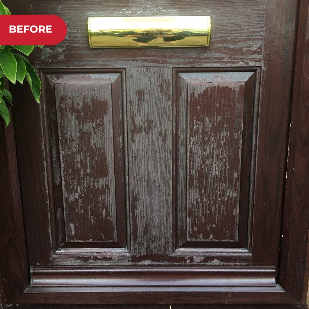 Composite wood door before Polytrol