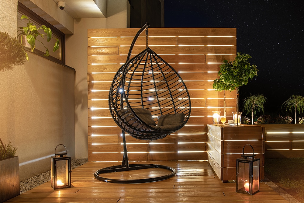 Garden deck with lighting