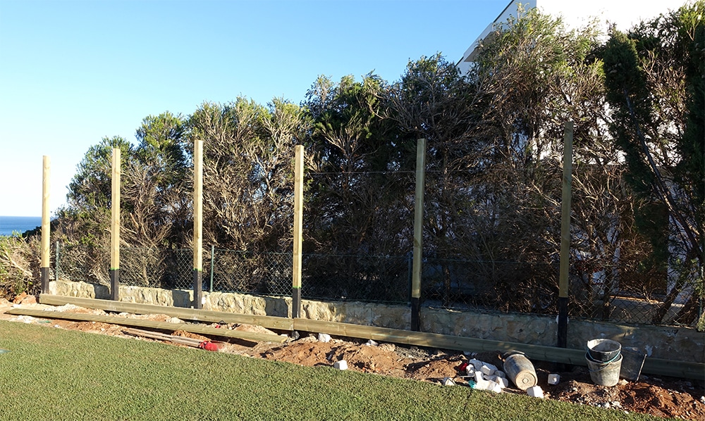 Fence posts being set