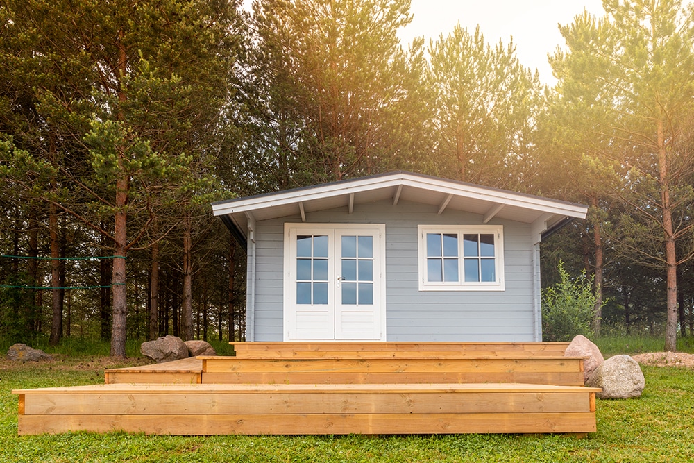 Garden office with stairs