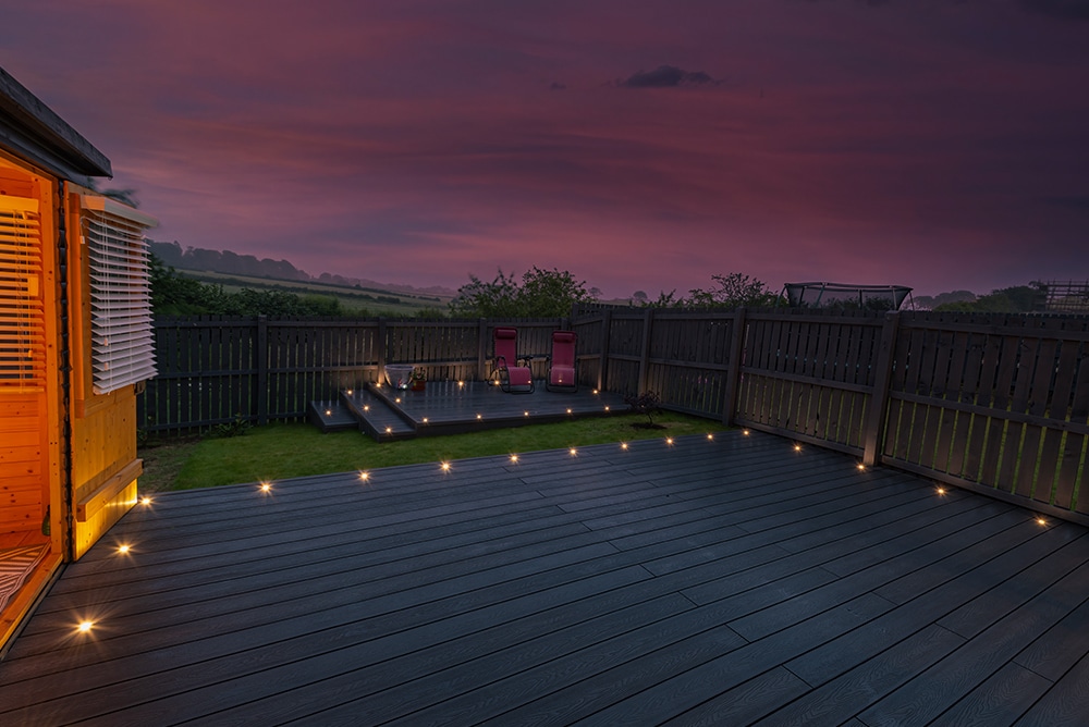 garden deck with lighting installed