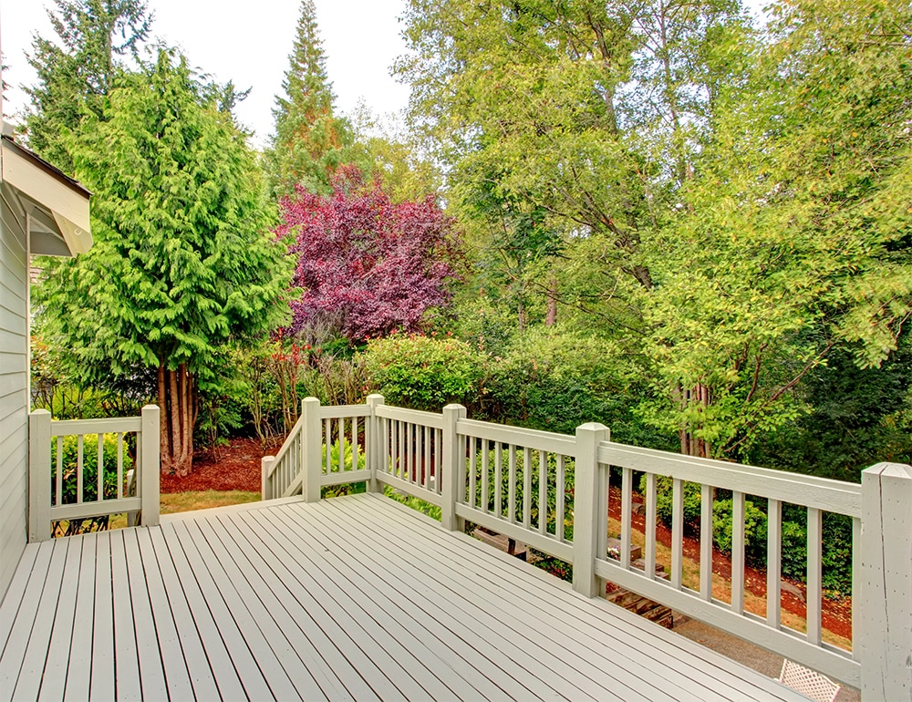 Wooden deck with railings